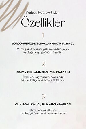 Uzun Süre Kalıcı Asansörlü Kaş Kalemi  Perfect Eyebrow Styler (Light Brown)