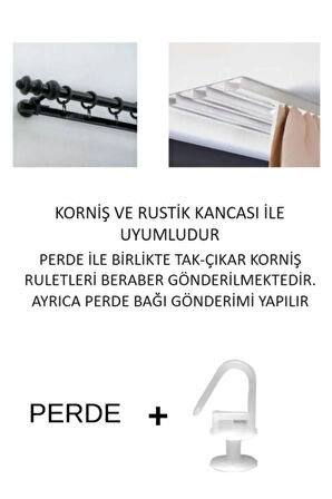 Fırfırlı Naturel Keten Vintage Pamuk Keten Perde (En x Boy) - Tek Kanat - Fırfırlı