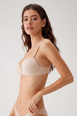 2'li Ekonomik Paket Ten-ten 6015 Milan Push Up Dolgulu Micro T-shirt Sütyen Seti Slip Hediyeli
