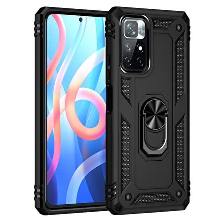 Smcase Xiaomi Poco M4 Pro 5G Kılıf Vega Yüzüklü Tank Silikon