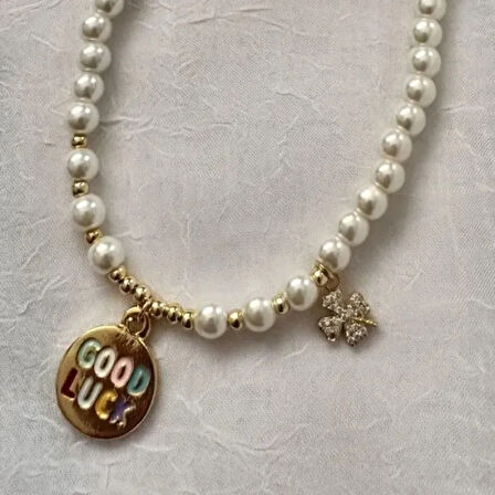 Uretti - Ayşe 5609 - 9436 Cam İncili Şans Kolyesi - Good Luck