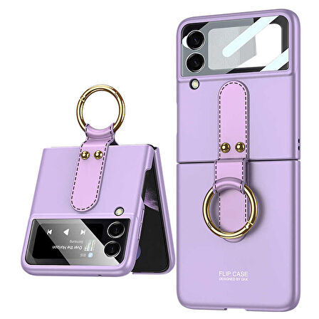 Smcase Samsung Galaxy Z Flip3 5G Kılıf Sert Flip Halka Tutmalı Kıpta Kapak