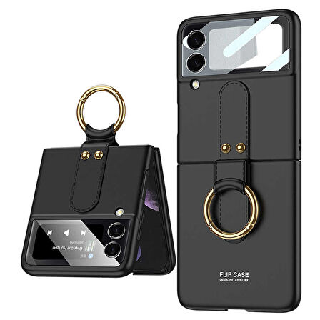 Smcase Samsung Galaxy Z Flip3 5G Kılıf Sert Flip Halka Tutmalı Kıpta Kapak