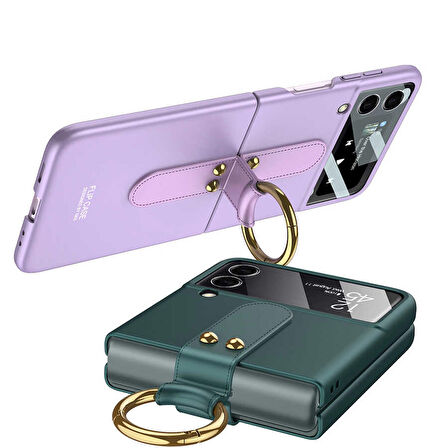 Smcase Samsung Galaxy Z Flip3 5G Kılıf Sert Flip Halka Tutmalı Kıpta Kapak