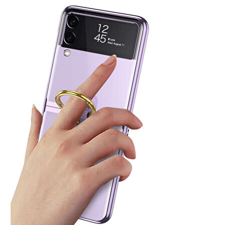 Smcase Samsung Galaxy Z Flip3 5G Kılıf Sert Glitter Flip Halka Tutmalı Kıpta Kapak