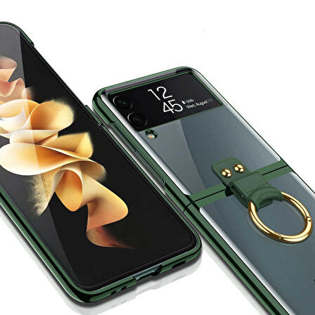 Smcase Samsung Galaxy Z Flip3 5G Kılıf Sert Glitter Flip Halka Tutmalı Kıpta Kapak
