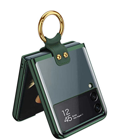 Smcase Samsung Galaxy Z Flip3 5G Kılıf Sert Glitter Flip Halka Tutmalı Kıpta Kapak
