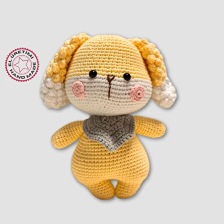 Uretti - gülnur 2184 El Yapımı Amigurumi  Sevimli Köpek 25cm - Kırmızı / Pembe / Sarı