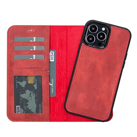 Smcase iPhone 12 Pro Max Kılıf Hakiki Deri 2-1 Kartlıklı Cüzdan