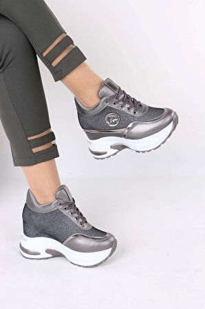 Karlis Gri Kürklü Gizli Topuklu Kadın Spor Ayakkabı