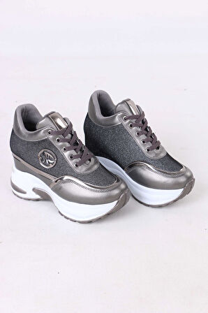 Karlis Gri Kürklü Gizli Topuklu Kadın Spor Ayakkabı