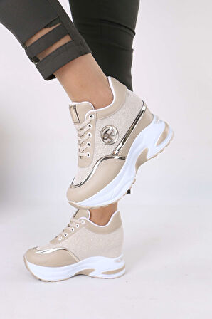 Karlis Nude Kürklü Gizli Topuklu Kadın Spor Ayakkabı