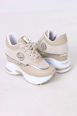 Karlis Nude Kürklü Gizli Topuklu Kadın Spor Ayakkabı