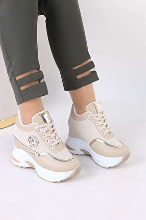 Karlis Nude Kürklü Gizli Topuklu Kadın Spor Ayakkabı