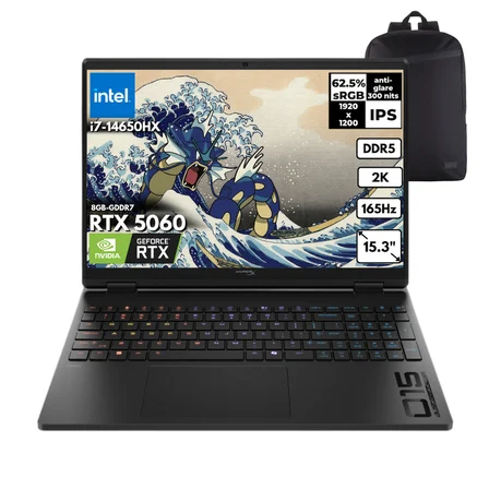 HP Hyperx Omen 15-GA0002NT i7-14650HX 24-GBDDR5 4 TBSSD RTX5060 (8GB-GDDR7) 15.3" 2K 165Hz Windows 10 Pro + QB Sırt Çantası D2RC3EAQB58