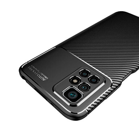 Smcase Xiaomi Redmi Note 11 4G Kılıf Kamera Korumalı Negro Karbon Dokulu Silikon
