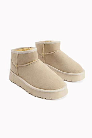 Lavern Bej Kürklü Mini Kadın Bot