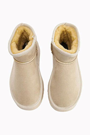 Lavern Bej Kürklü Mini Kadın Bot