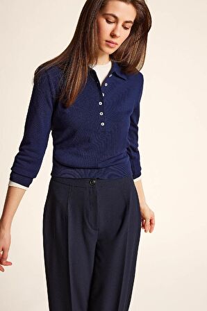 Regular Fit Polo Yaka Basic Düz Triko Hırka