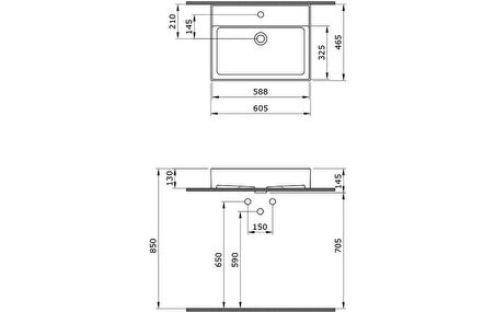 Bocchi Milano Lavabo 60 Cm Mat Siyah 1376-004-0126