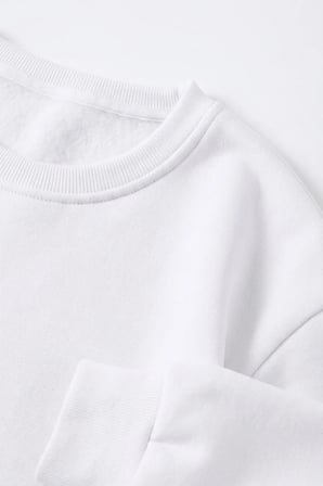 Unisex Minik Kalpler Baskılı Bisiklet Yaka Sweatshirt