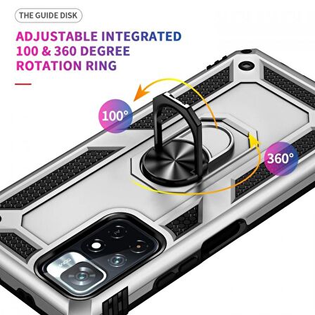 Smcase Xiaomi Redmi 10 2022 Kılıf Vega Yüzüklü Tank Silikon