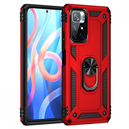 Smcase Xiaomi Redmi 10 2022 Kılıf Vega Yüzüklü Tank Silikon  Nano Ekran Koruyucu