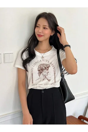Unisex Ars Longa Vita Brevis Baskılı Tasarım Tshirt