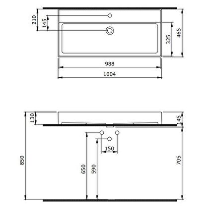 Bocchi Milano 100 cm Lavabo 1378-001-0126 Parlak Beyaz