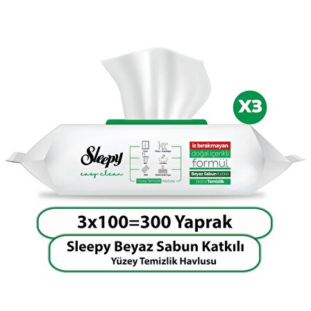 Sleepy Easy Clean Yüzey Temizlik Havlusu&Mendili 3X100 (300 Yaprak)