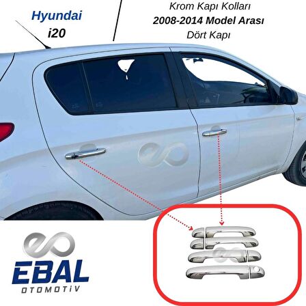 Hyundai i20 Krom Kapı Kolu 4 Kapı 2008-2014 ARASI Paslanmaz Çelik