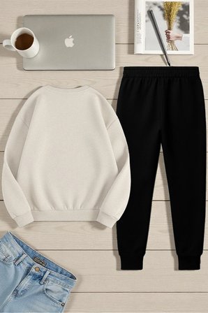 Unisex The Weekend Tasarım Basklı Bisiklet Yaka Sweatshirt - 2'li Eşofman Takımı