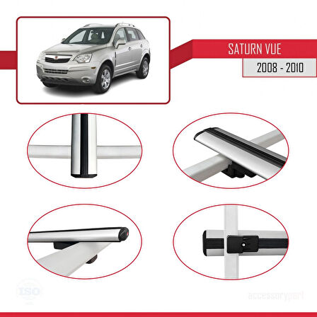 Saturn Vue 2 2008-2010 Arası ile Uyumlu BASIC Model Ara Atkı Tavan Barı Gri 2 Adet