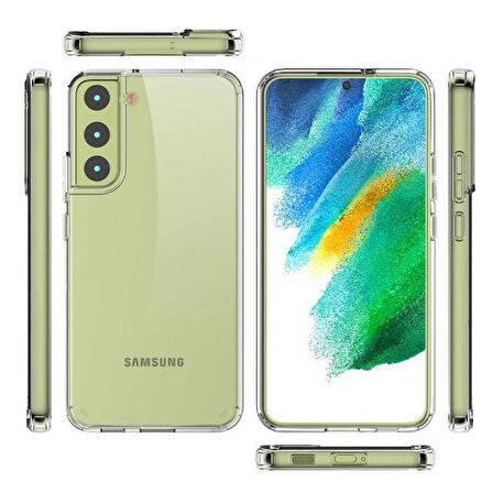 Smcase Samsung Galaxy S22 5G Kılıf Coss Hybrid Kristal Silikon  Tam Kapatan Ekran Koruyucu