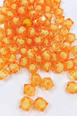 Küp Boncuk İçten Boncuklu Bileklik Çanta Boncuğu 10 mm 50 gr Turuncu - BNC452