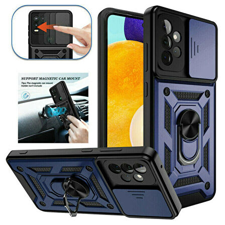 Smcase Samsung Galaxy A53 Kılıf Kamera Korumalı Yüzüklü Tank Pars Silikon