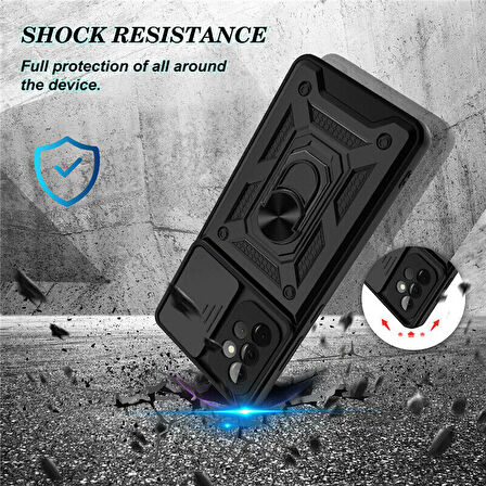 Smcase Samsung Galaxy A73 Kılıf Kamera Korumalı Yüzüklü Tank Pars Silikon