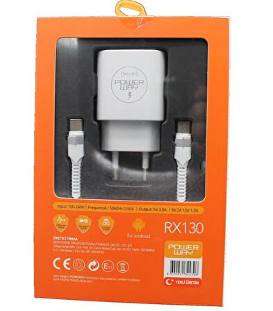 Powerway RX130 Type-C 18 Watt Hızlı Şarj Aleti Beyaz