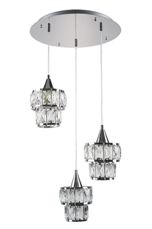 Kontes 3'lü Sarkıt Kristal Taşlı Modern Avize