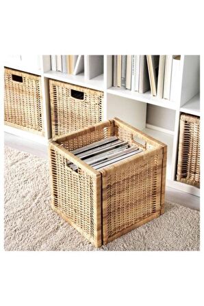 Branas Dekoratif Hasır Sepet Rattan Kutu - 32x35x32 cm