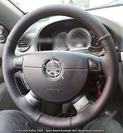 Chevrolet Kalos Araca Özel Direksiyon Kılıfı (Nokta Düz Gri Dikiş)