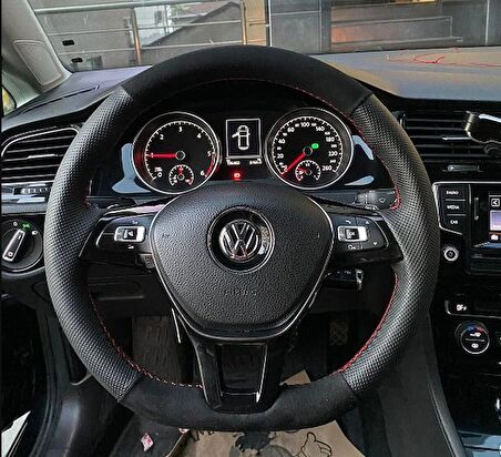 Golf 7-Jetta-Passat-Tiguan-Polo-T-Roc F1 UYUMLU Tüylü alcantra direksiyon kılıfı