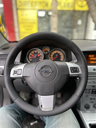 Opel Astra H Araca Özel Direksiyon Kılıfı Siyah Dikişli ( Deri Sökülüp Gerekmektedir )