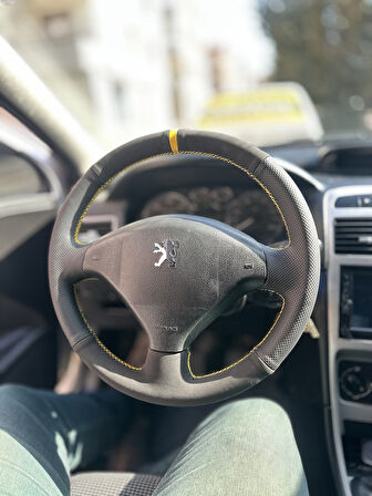 Peugeot 307 Uyumlu Araca Özel Direksiyon Kılıfı (NUBUK NOKTA YÜZÜKLÜ)
