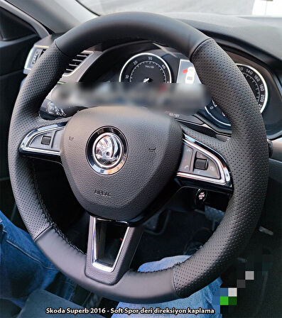 Skoda Superb 2015-2017 Araca Özel Dikmeli Direksiyon Kılıfı (Aracınızın Direksiyonuyla Teyit Ediniz)