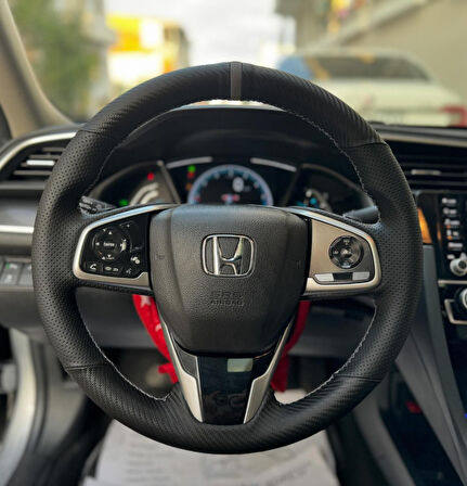 Honda Civic Fc5 Araca Özel Direksiyon Kılıfı (Karbon Nokta GRİ YÜZÜK)