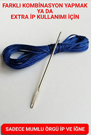 Direksiyon Kılıfı Dikmek İçin Mumlu İP Ve iğne 5 Metre MAVİ
