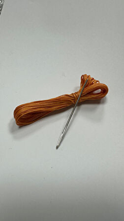 Direksiyon Kılıfı Dikmek İçin Mumlu İP Ve iğne 5 Metre TURUNCU