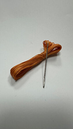 Direksiyon Kılıfı Dikmek İçin Mumlu İP Ve iğne 5 Metre TURUNCU