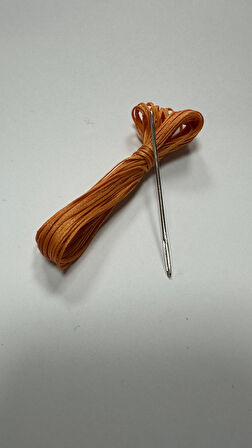 Direksiyon Kılıfı Dikmek İçin Mumlu İP Ve iğne 5 Metre TURUNCU